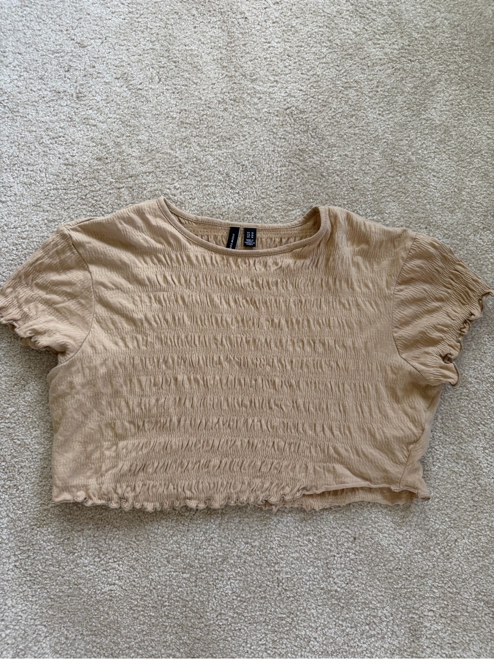 Vero Moda Beige Smocked Crop Top